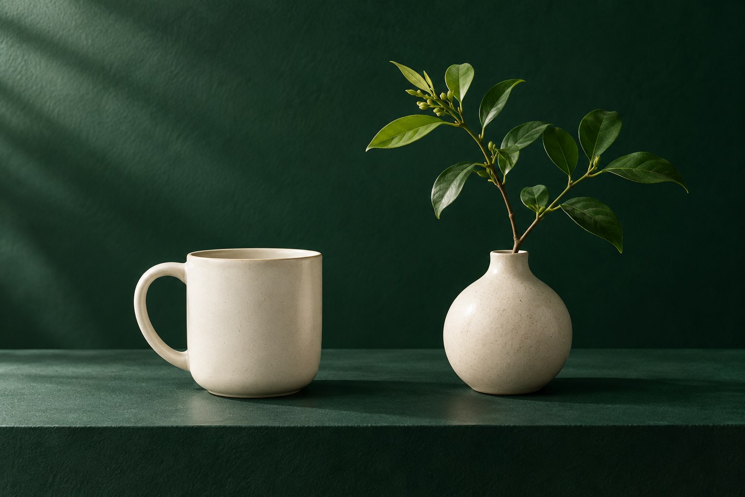 陶瓷杯与花瓶的生活器物概念展示